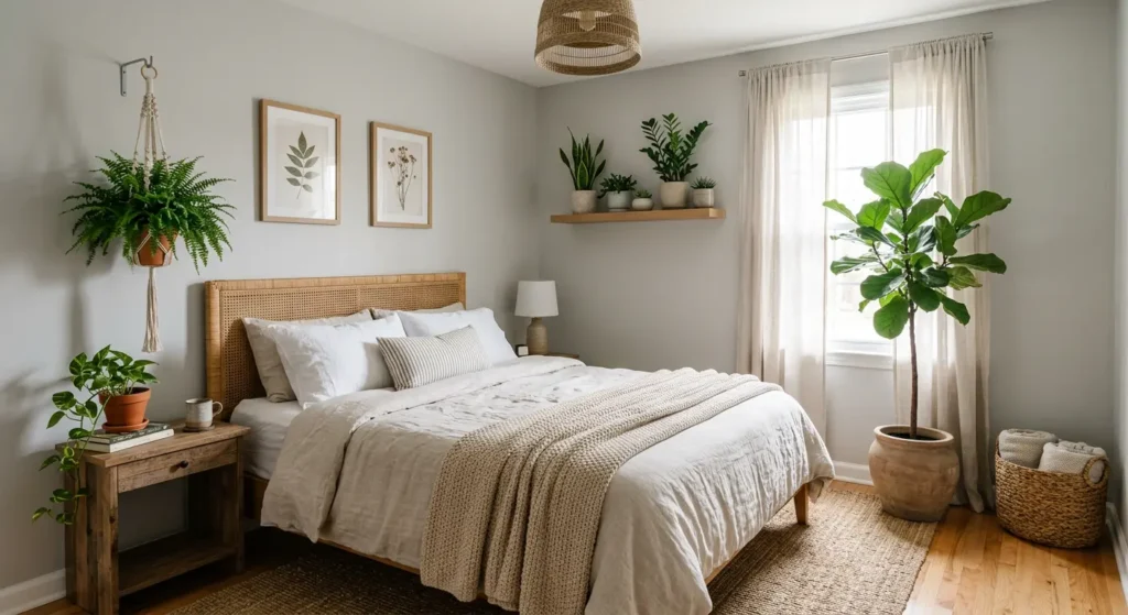 Add Plants and Natural Elements for a Balanced Bedroom Setup