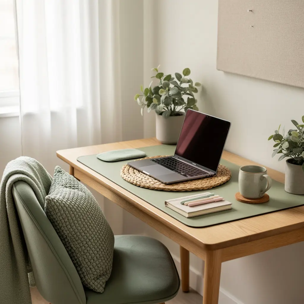Sage Green Aesthetic Study Desk Setup