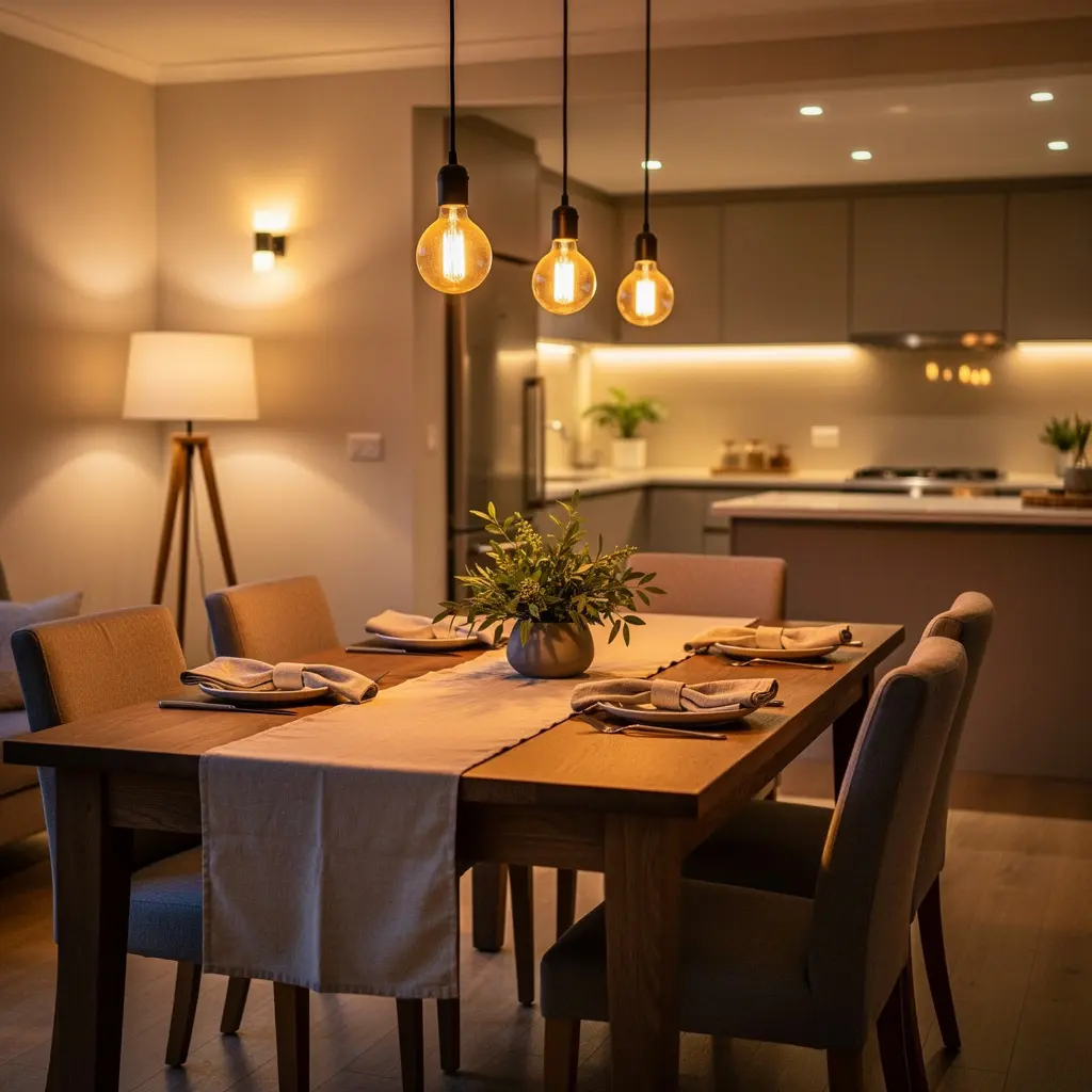 Add Warm Lighting to Create an Inviting Dining Atmosphere