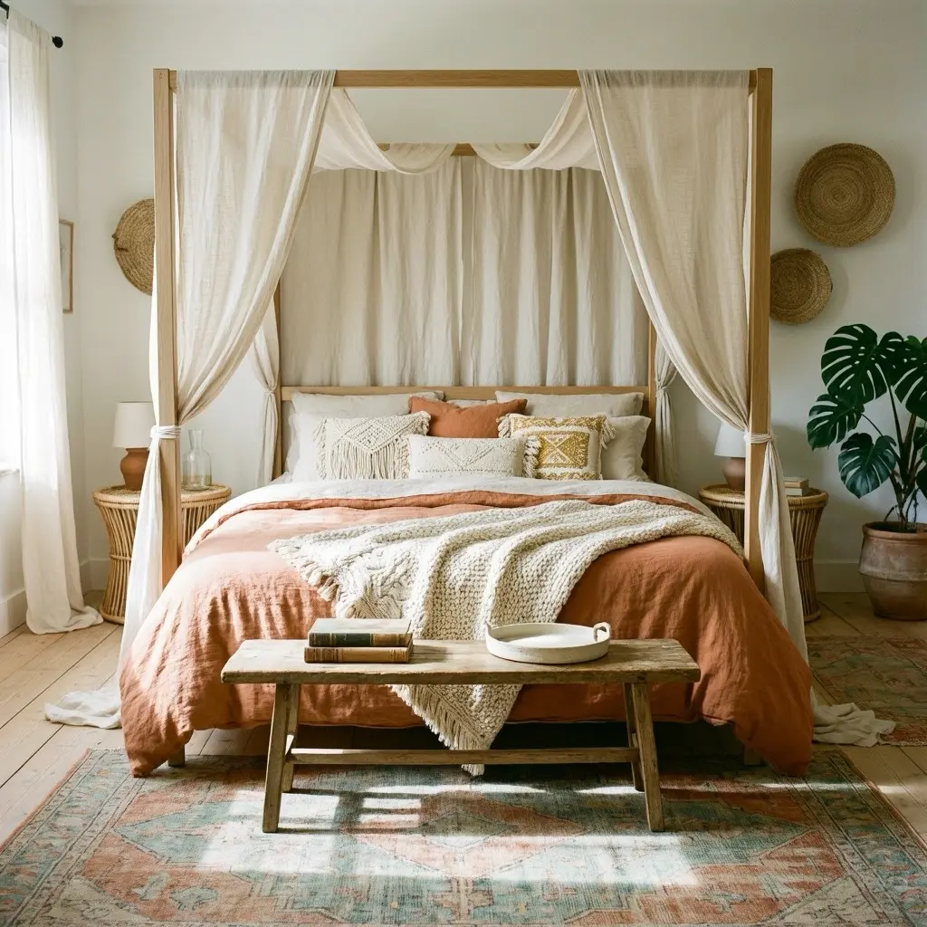 Boho Canopy Bed Bedroom Design