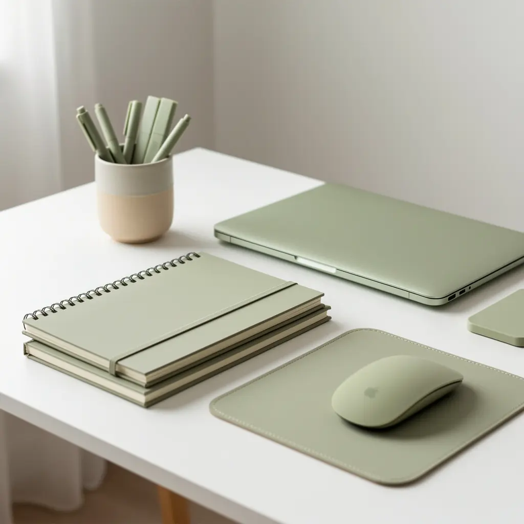 Sage Green Aesthetic Study Desk Setup