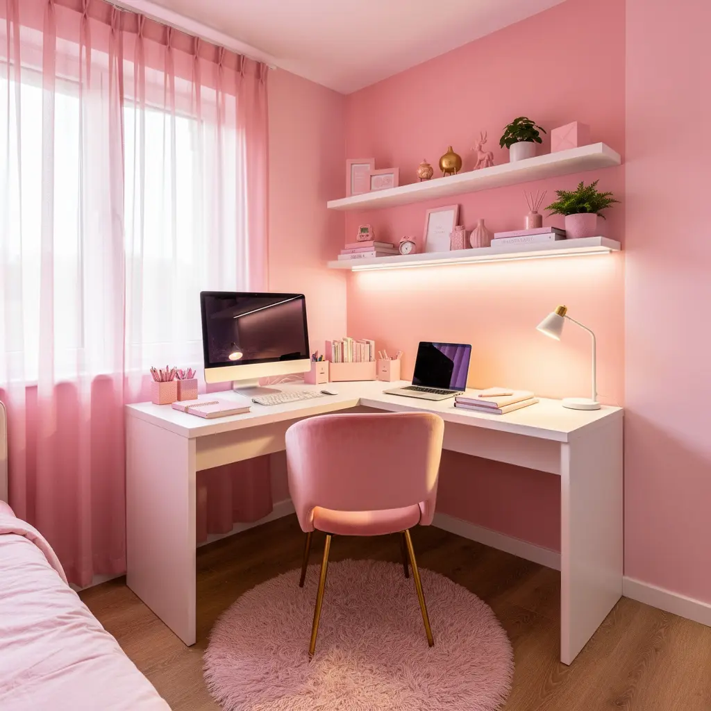 Pink Aesthetic Study Corner