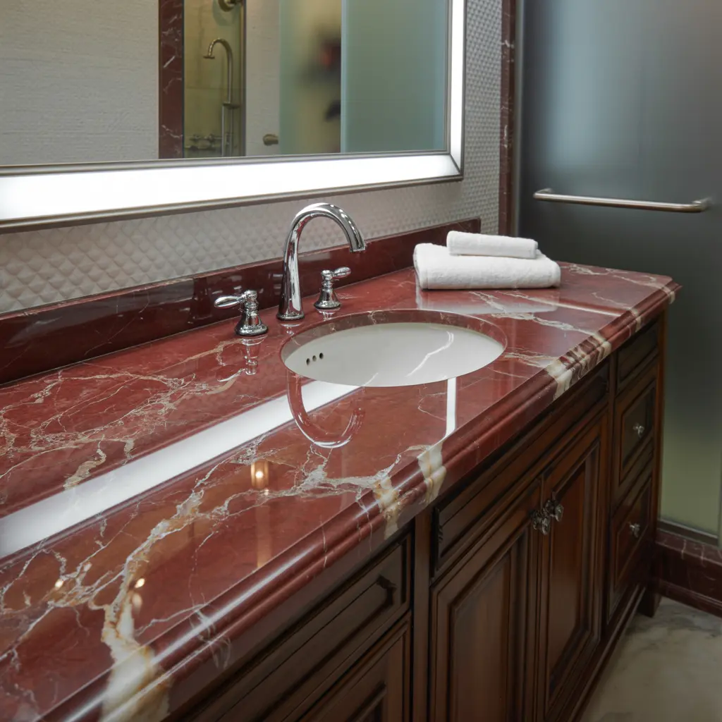 Red Marble Bathroom Decor