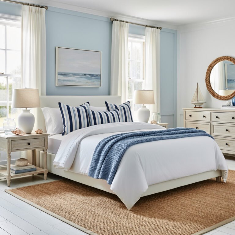 Classic Coastal Blue & White Bedroom Palette
