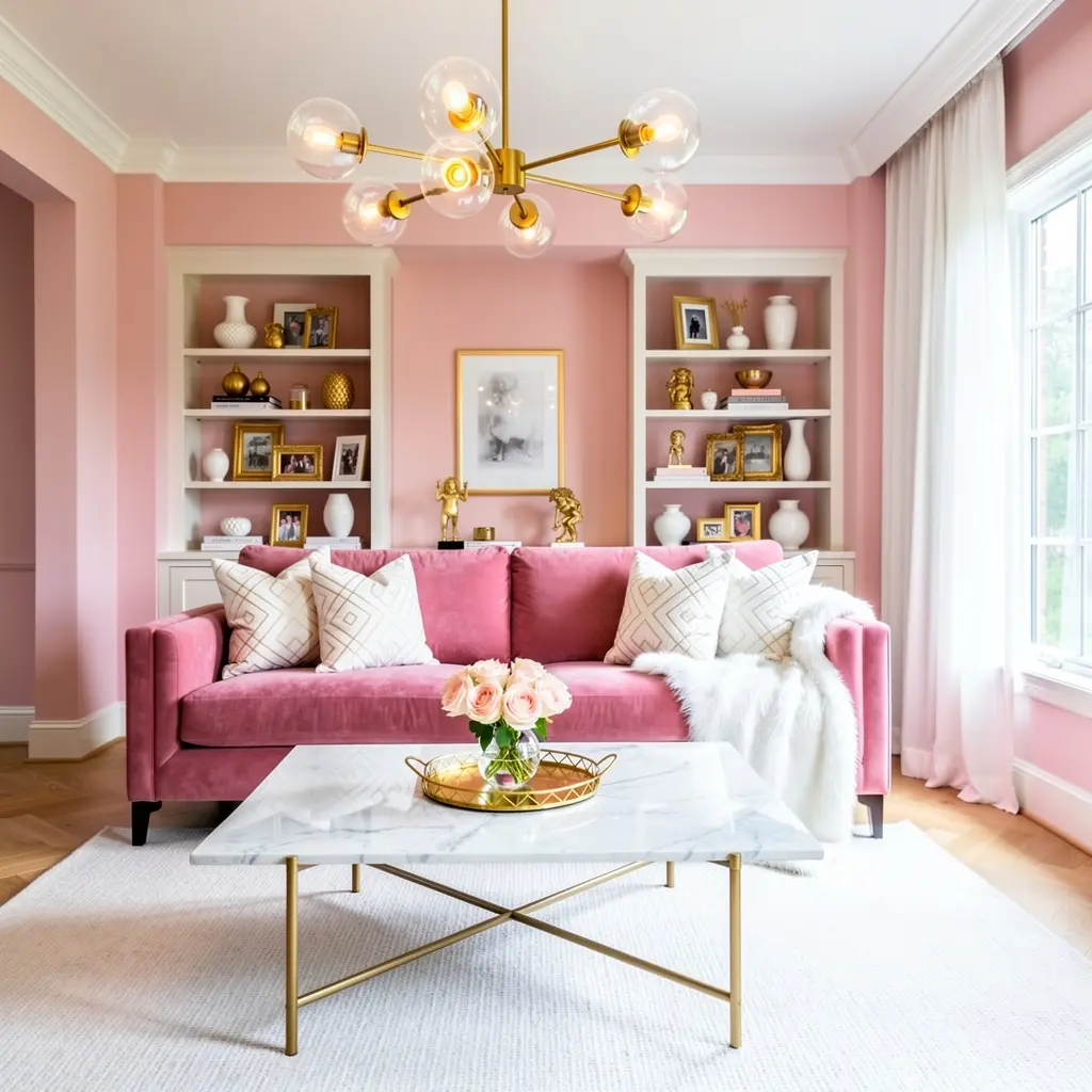 Combine Pink Decor With Gold and White Accents for a Luxury Look