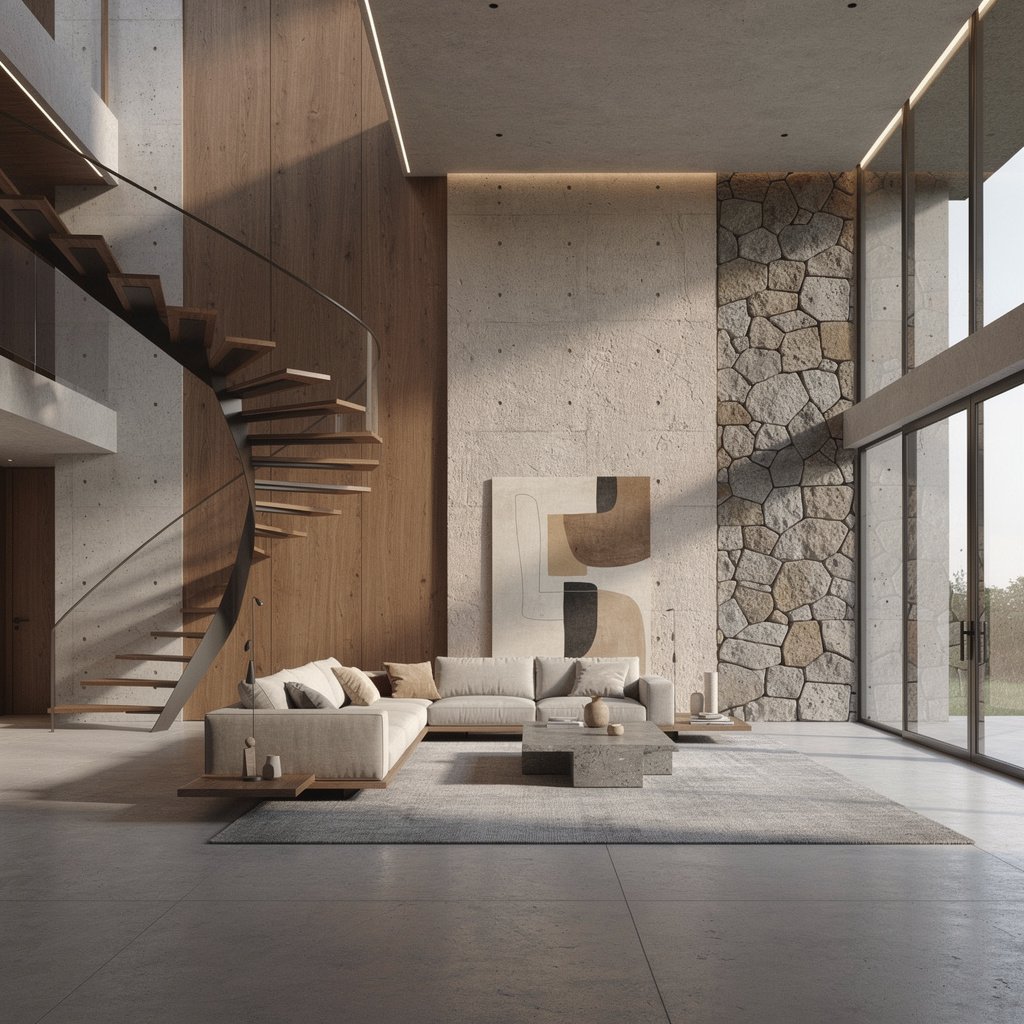 Concrete and Wood Soft Brutalist Home
