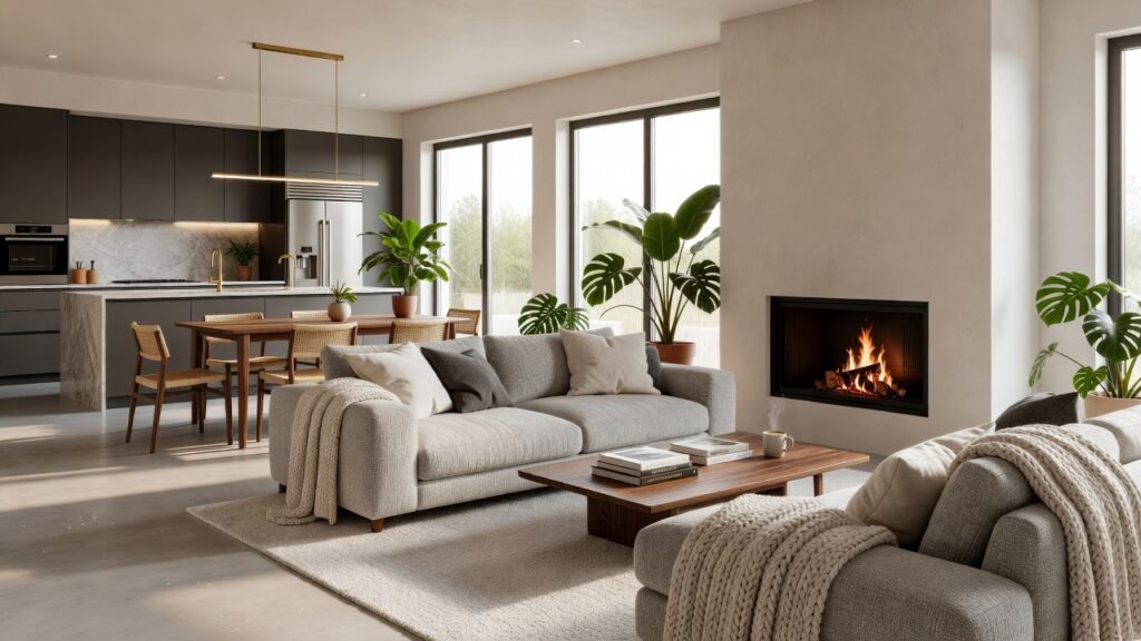Cozy Modern Open Plan Living Room