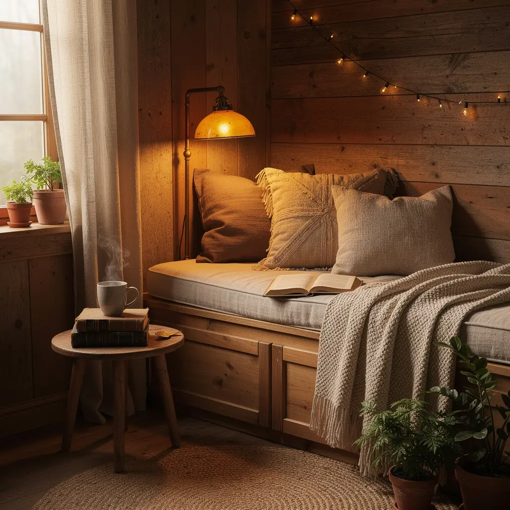 Cozy Reading Nook Corner cozy rustic bedroom