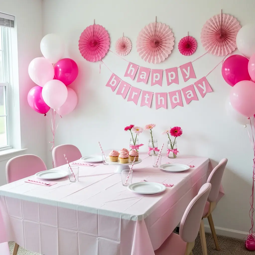 Create Simple Pink Birthday Decoration Ideas on a Budget