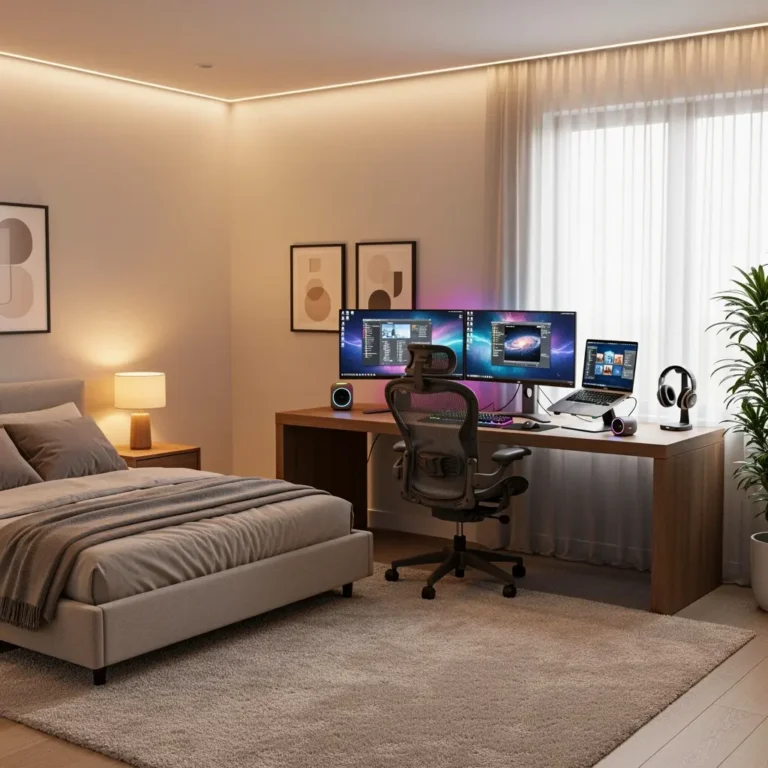 Create a Comfortable Tech Bedroom Layout With a Functional Desk Setup
