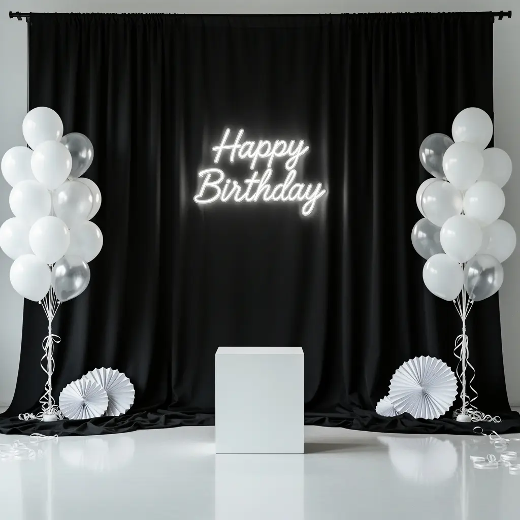Black and White Birthday Setup Ideas