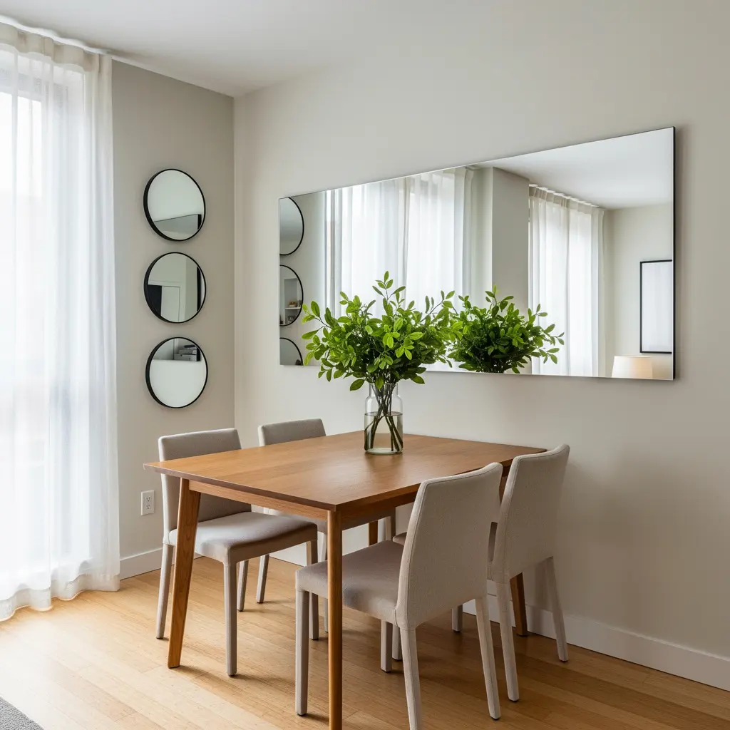 Decorate With Mirrors to Make a Small Dining Space Feel Larger