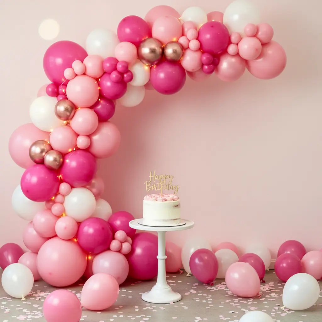 Design a Beautiful Pink Balloon Backdrop for Birthday Celebrations