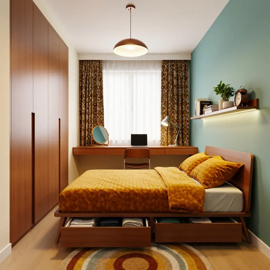 Design a Small Retro Bedroom With Smart Space Saving Ideas
