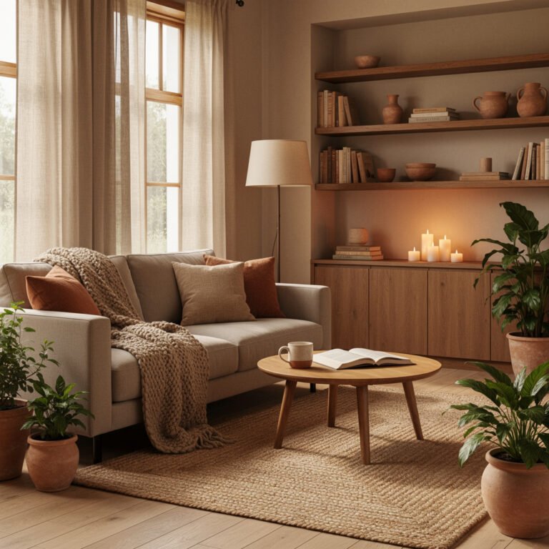 Earthy Cozy Living Room Interior