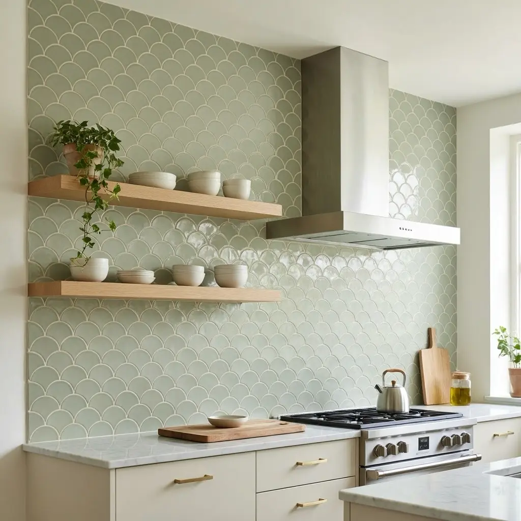 Scalloped Tile Kitchen Backsplash