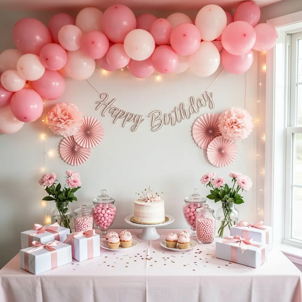 Elegant Pink Birthday Decoration