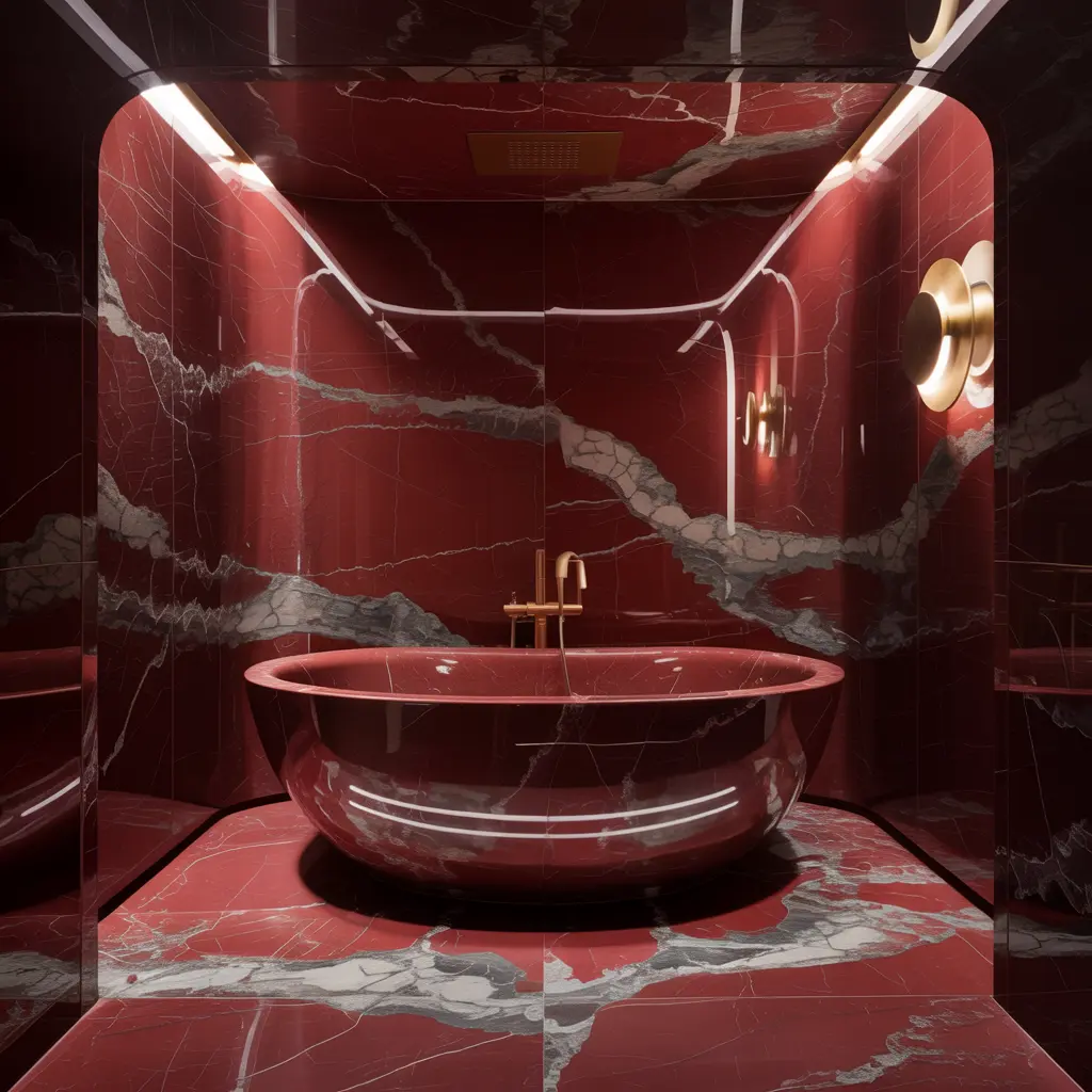 Red Marble Bathroom Decor