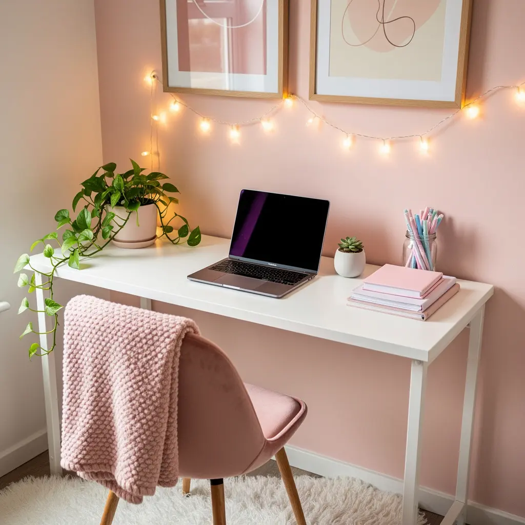 Pink Aesthetic Study Corner