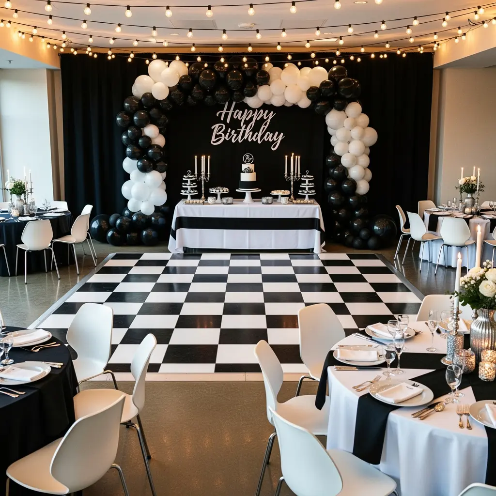 Black and White Birthday Setup Ideas