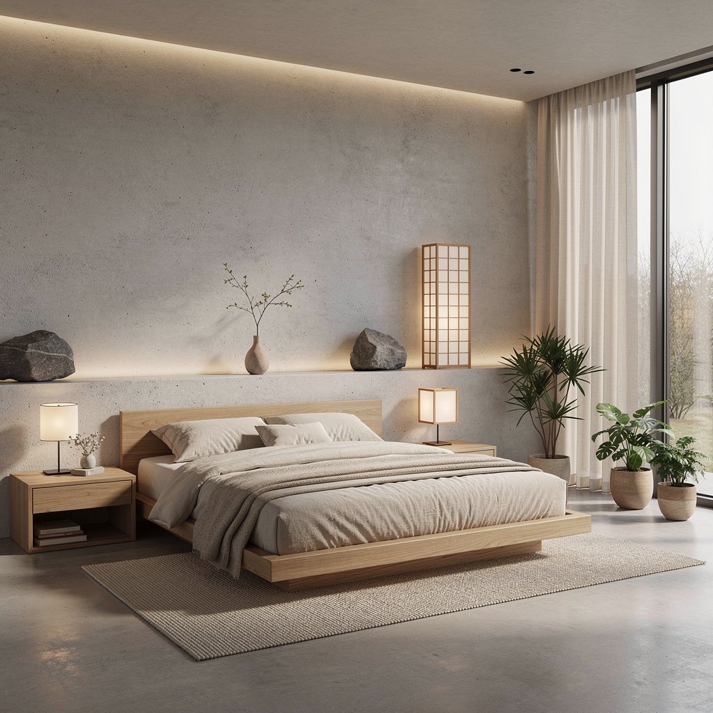 Japandi Soft Brutalist Bedroom