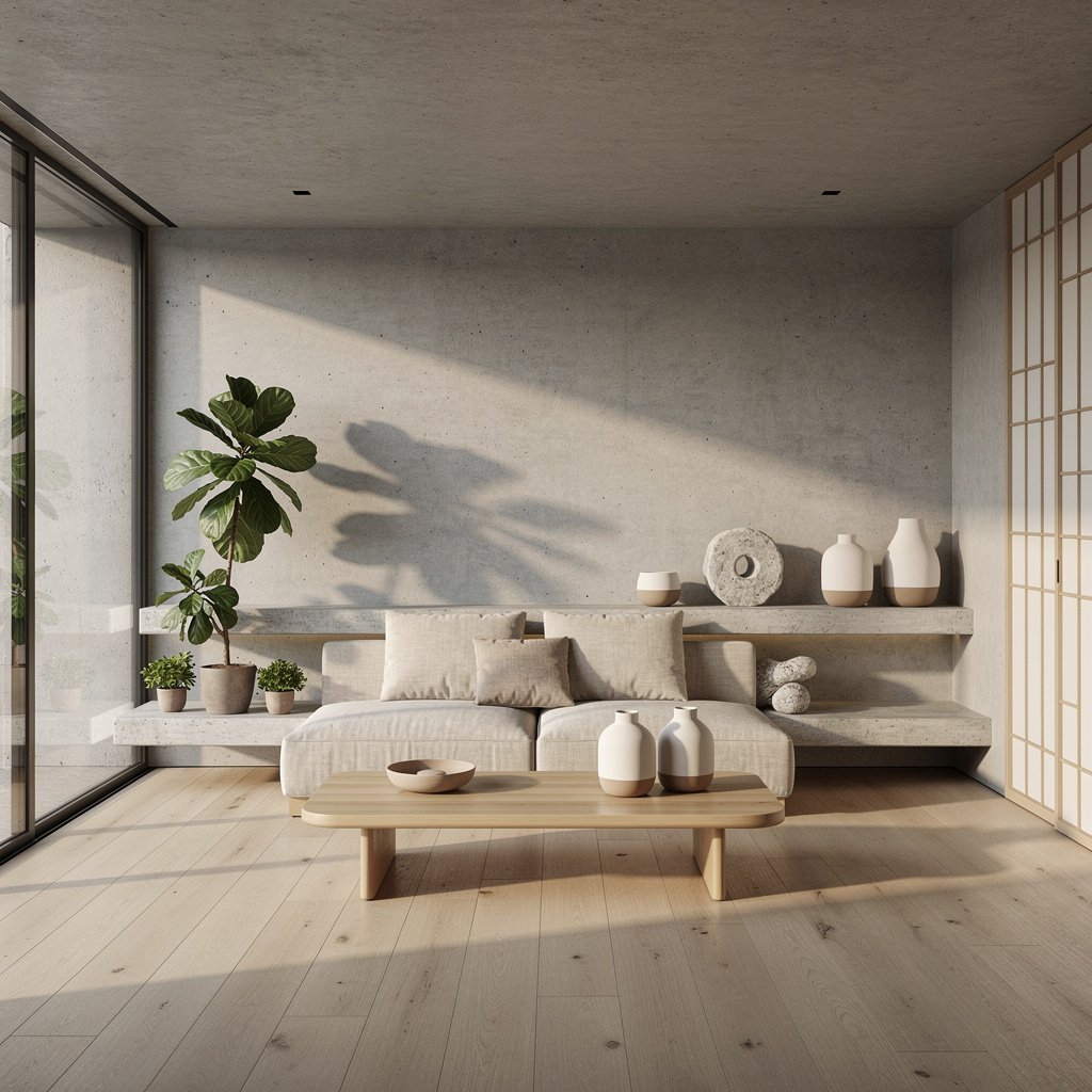 Japandi Soft Brutalist Living Room