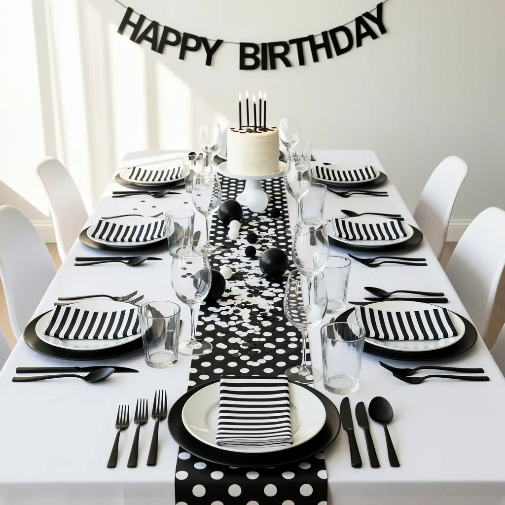 Black and White Birthday Setup Ideas