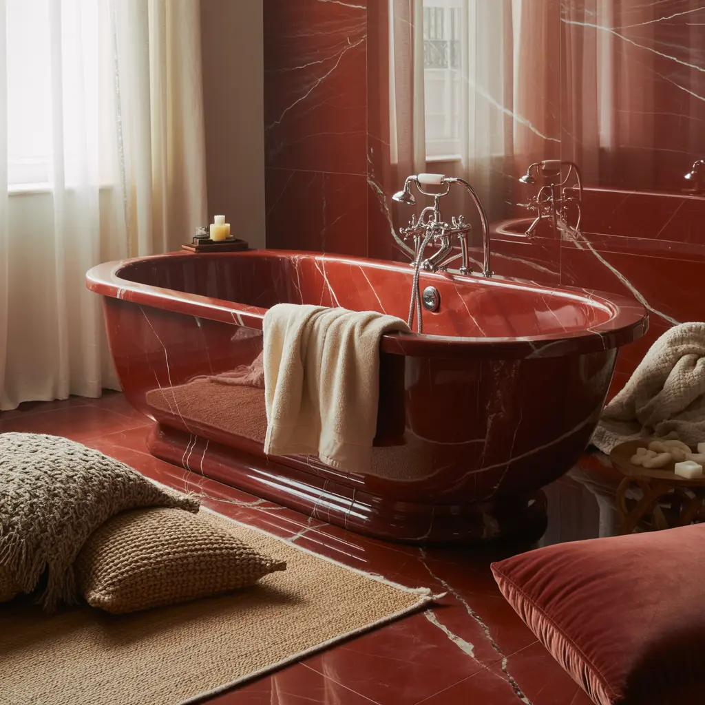 Red Marble Bathroom Decor