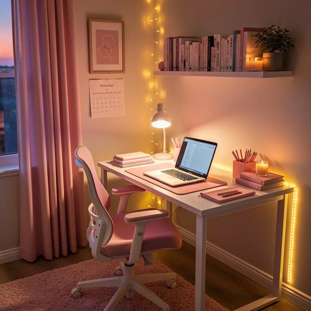 Pink Aesthetic Study Corner