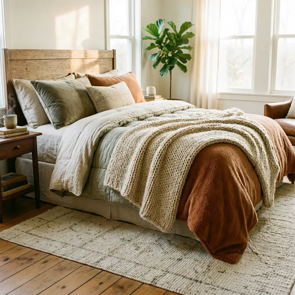 Layered Warm Blankets and Throws