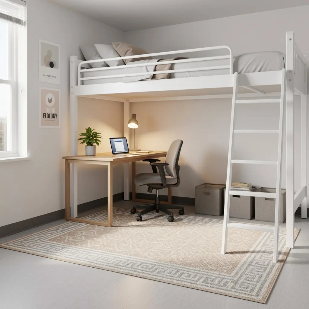 Lofted Bed Dorm Room