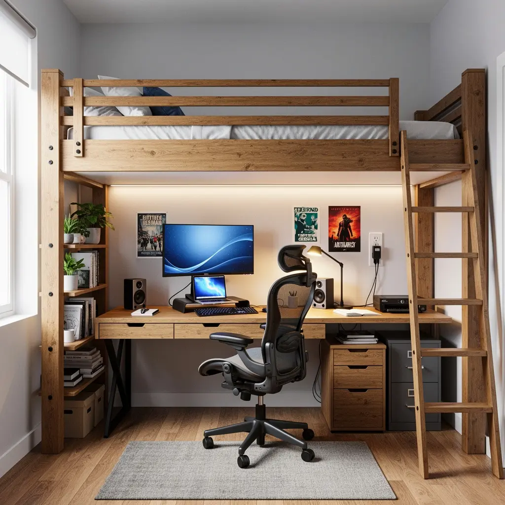 Lofted Bed Dorm Room
