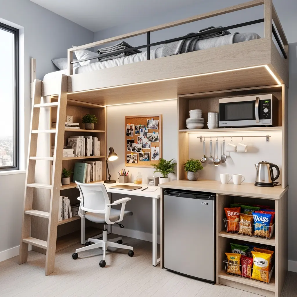 Lofted Bed Dorm Room