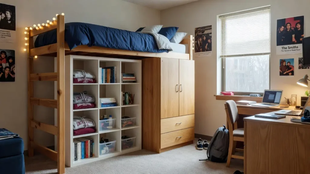 Lofted Bed Dorm Room