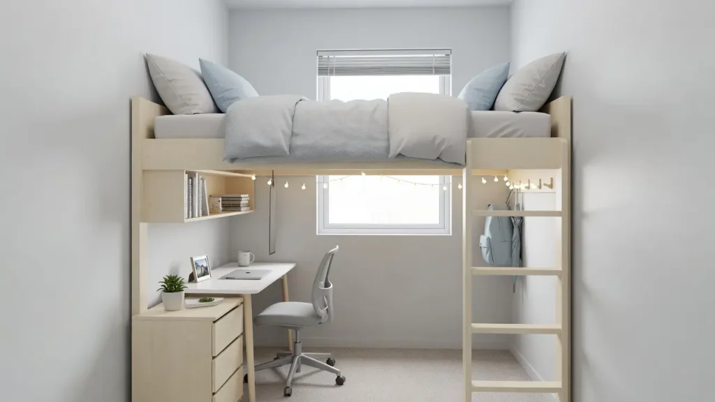 Lofted Bed Dorm Room