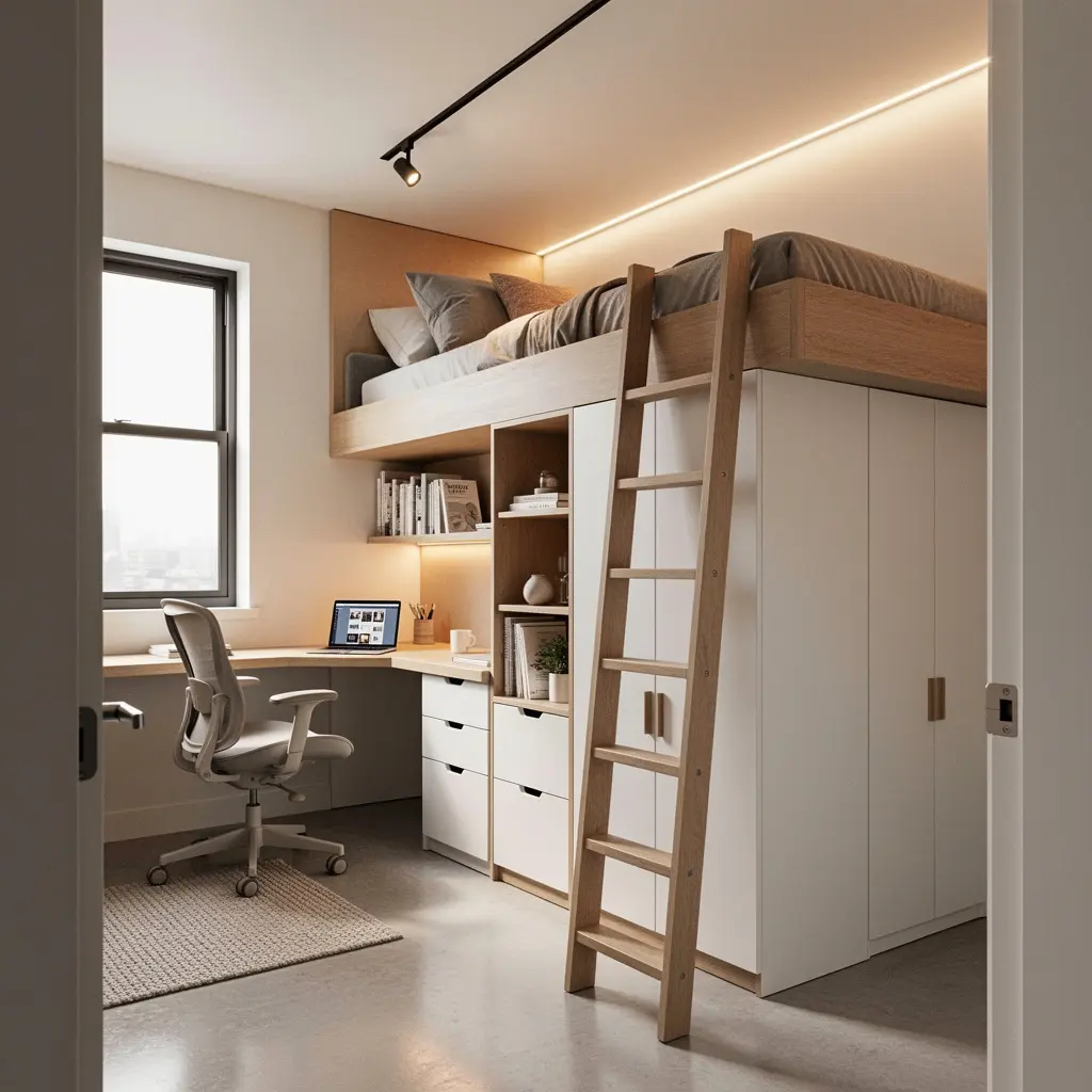 Lofted Bed Dorm Room