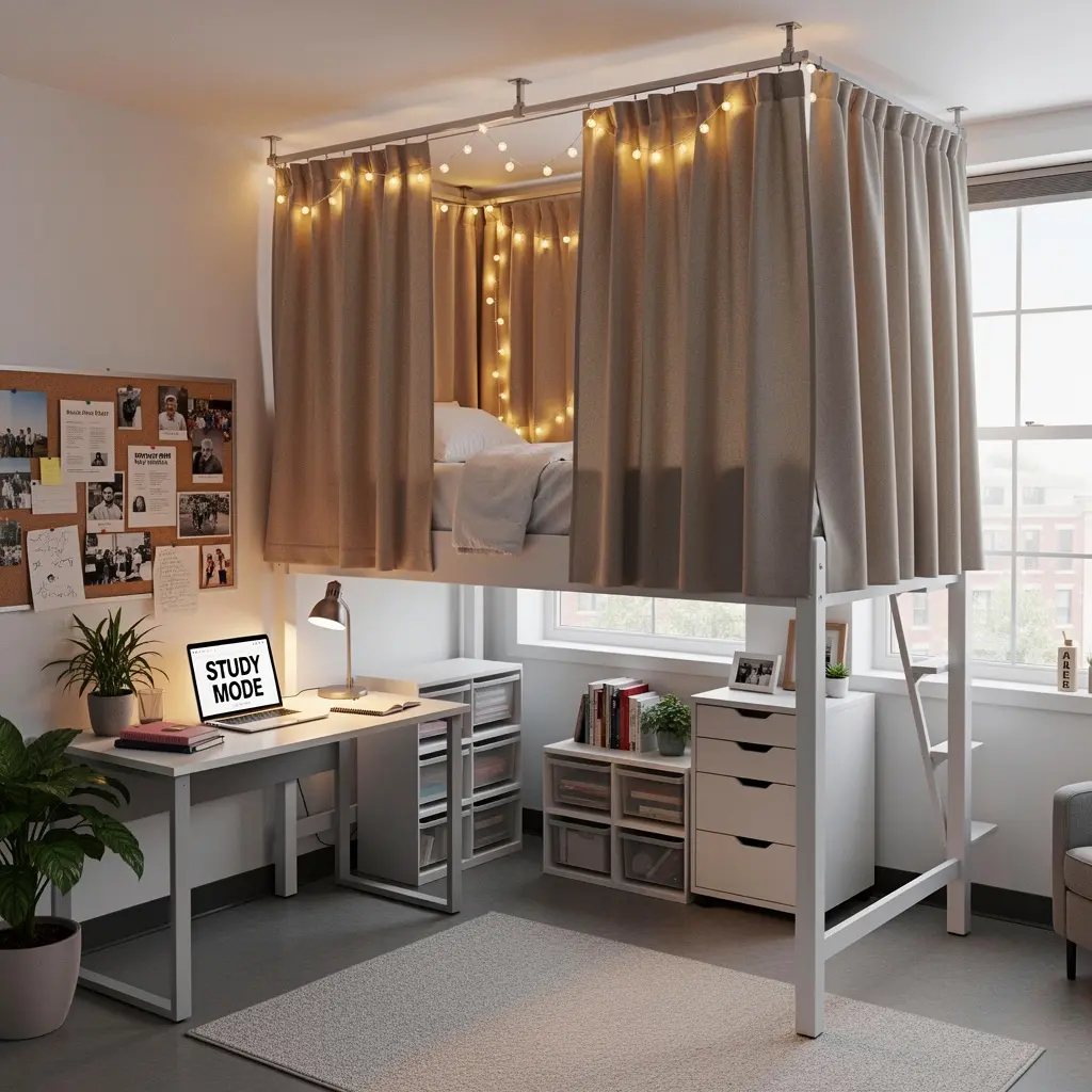 Lofted Bed Dorm Room