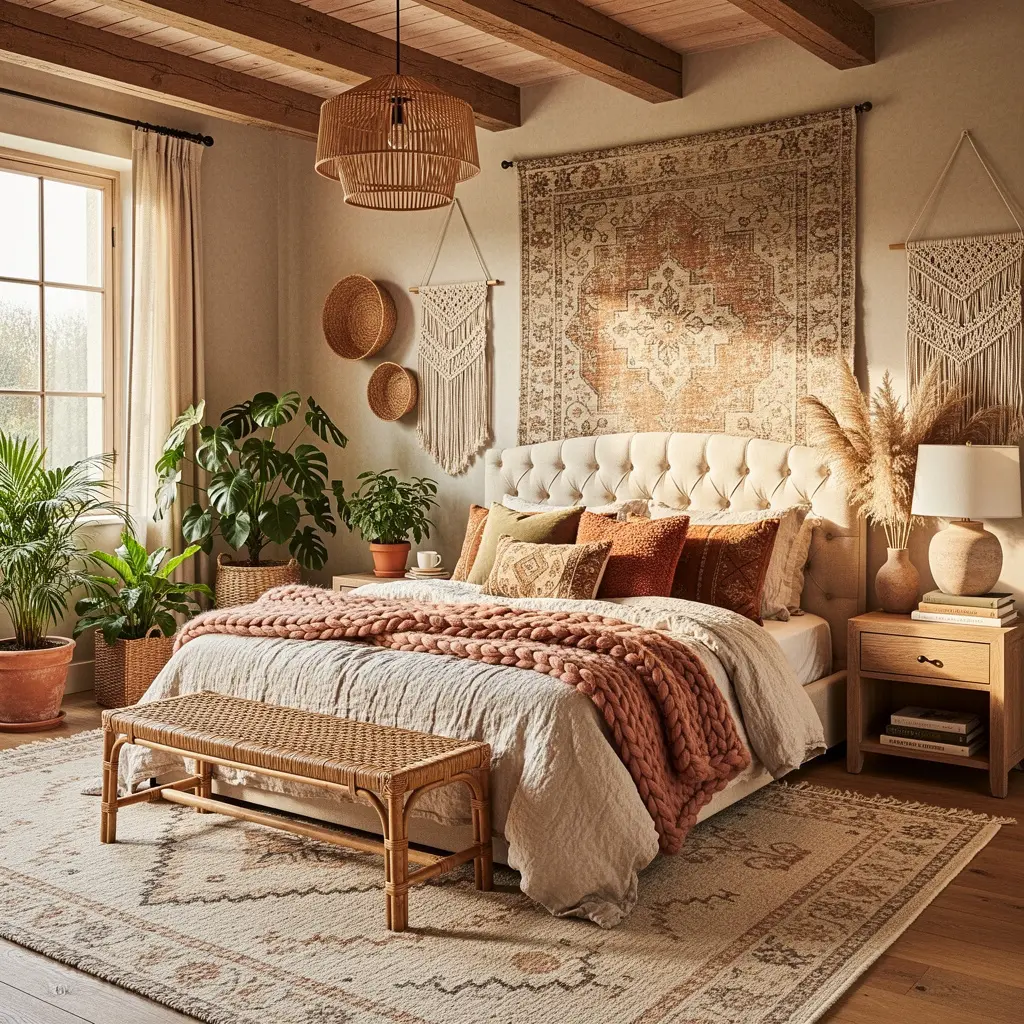 Luxury Boho Bedroom with Textures