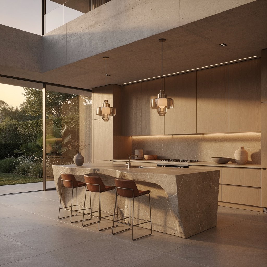 Luxury Villa Soft Brutalist Kitchen