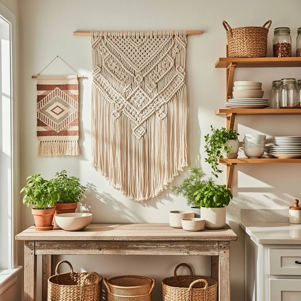 Macrame Wall Hanging or Textile Art Cozy Boho Kitchen