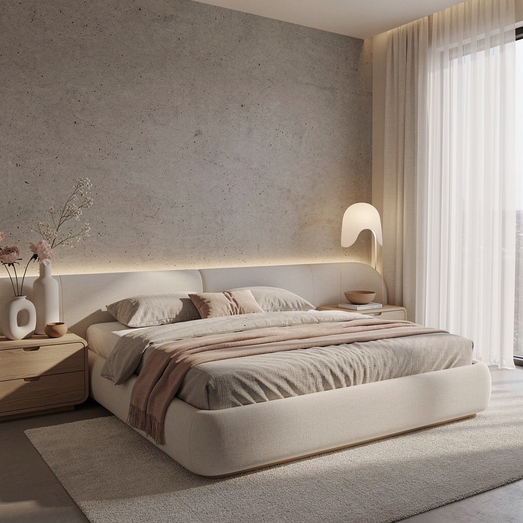 Modern Feminine Soft Brutalist Bedroom