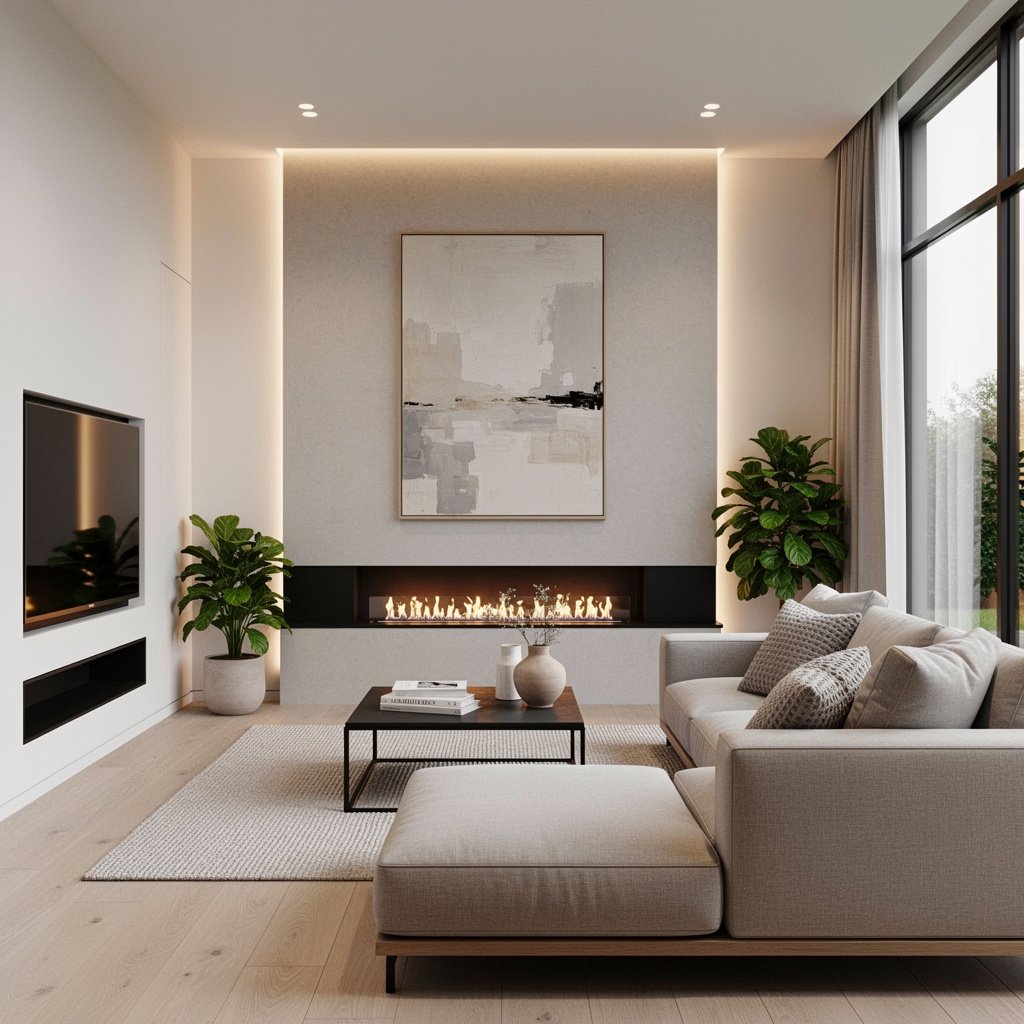 Modern Living Room with Fireplace
