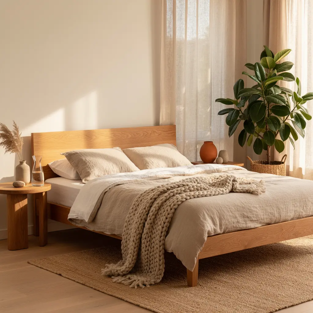 Natural Wood and Organic Materials for a Peaceful Bedroom