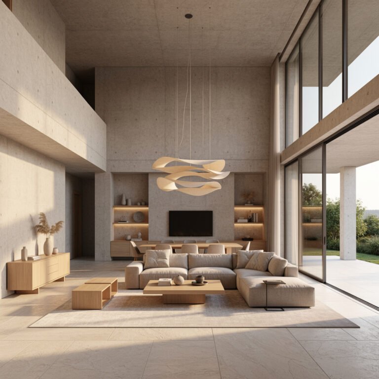 Open Concept Soft Brutalist Living Room