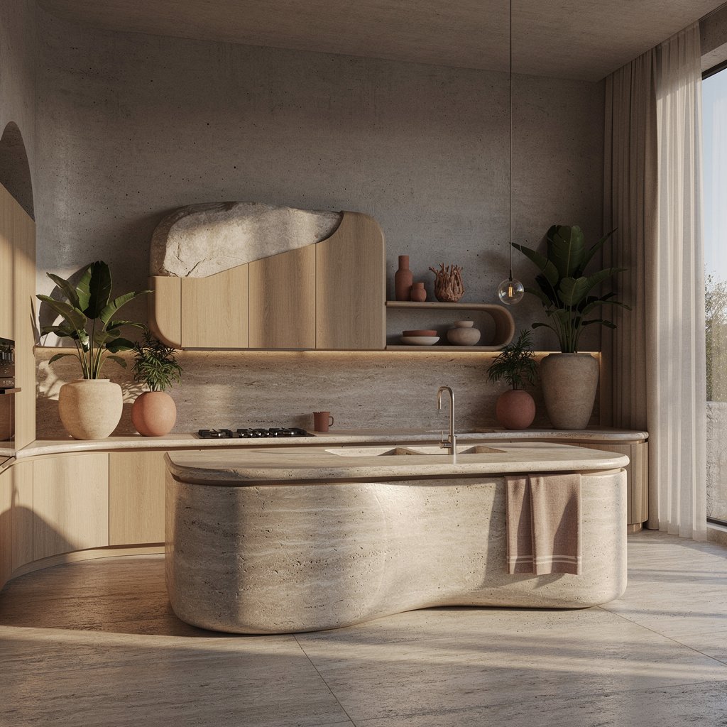 Organic Soft Brutalist Kitchen Design
