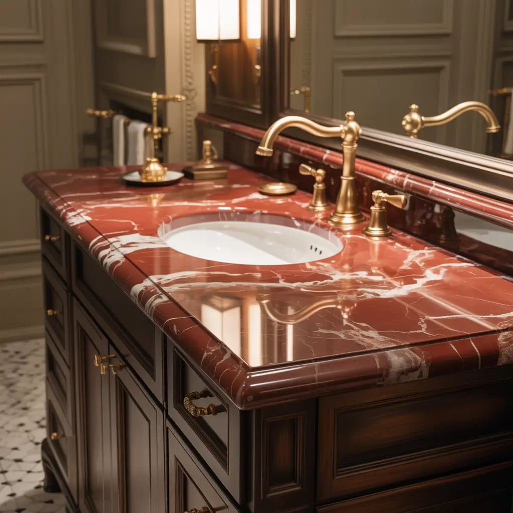 Red Marble Bathroom Decor