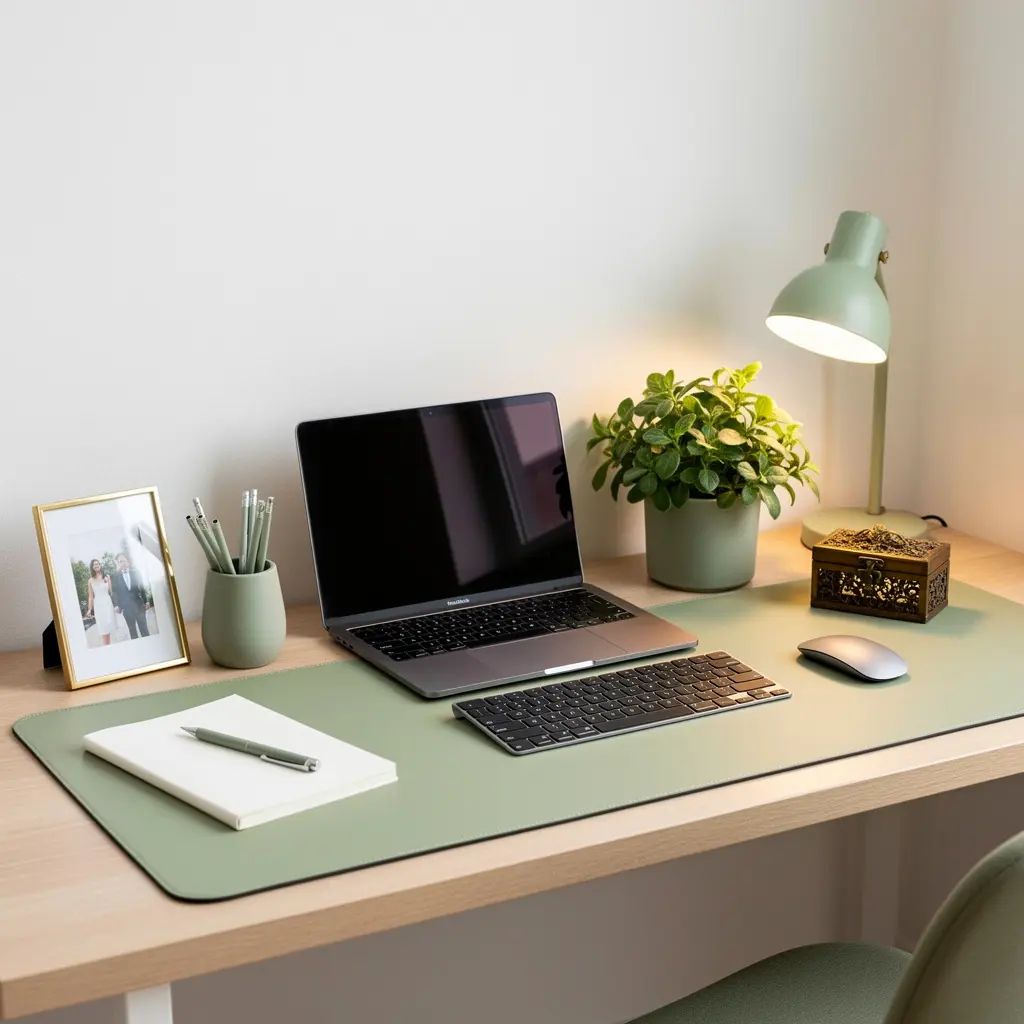 Sage Green Aesthetic Study Desk Setup