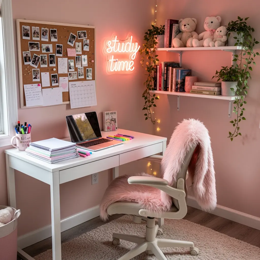 Pink Aesthetic Study Corner