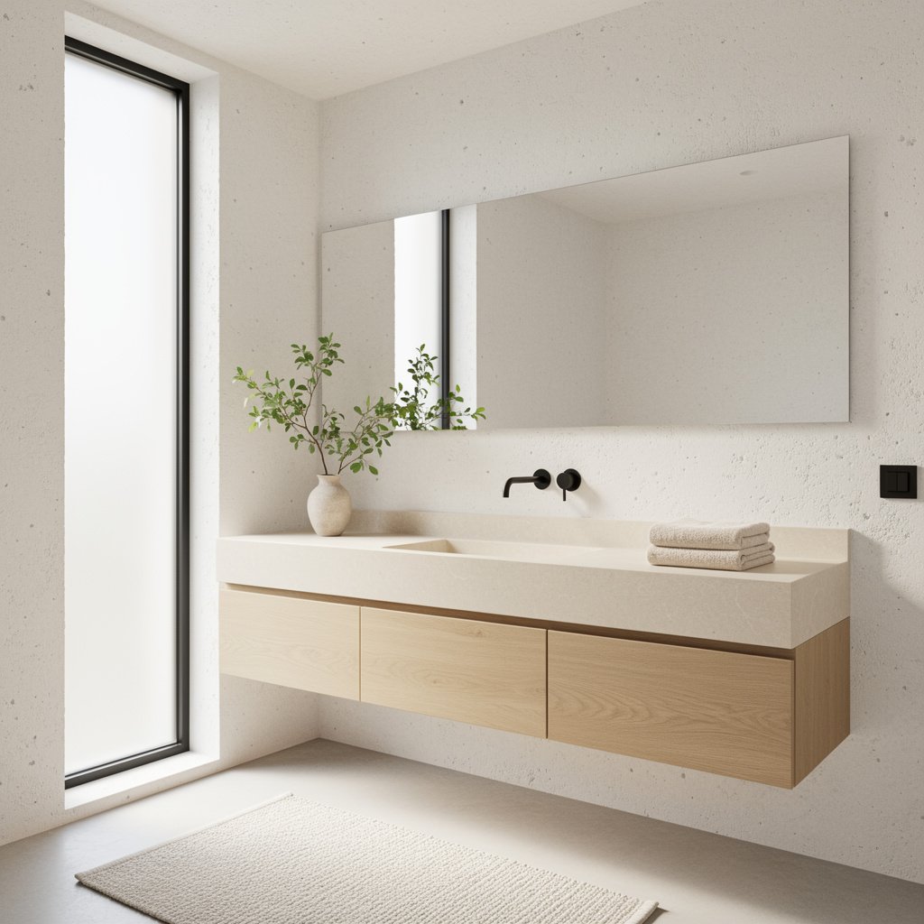 Scandinavian Soft Brutalist Bathroom Interior