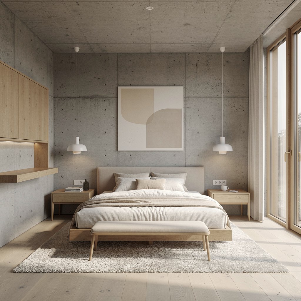 Scandinavian Soft Brutalist Bedroom